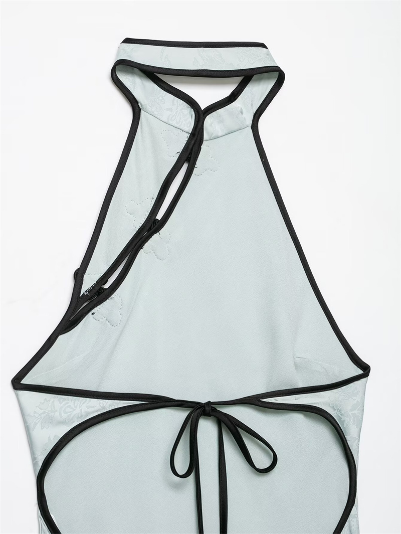 Robe Midi Femme 2026 Nouvelle Collection Été – Robe Jacquard Dos Nu à Nœuds pour Femme – Robe de Soirée Chic et Sexy pour Dames