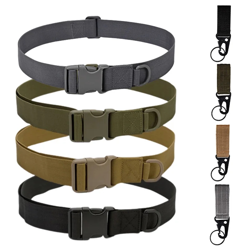Ceinture de style militaire en toile noire pour homme, dégagement rapide, écharpe, extérieur, chasse, cyclisme, mode, saut, environnement, 125cm