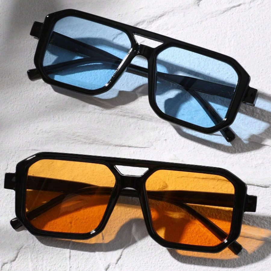 Lunettes de soleil carrées de Style rétro pour hommes, 2 pièces, mode, Sports de plein air, vacances, plage, été, lunettes décoratives