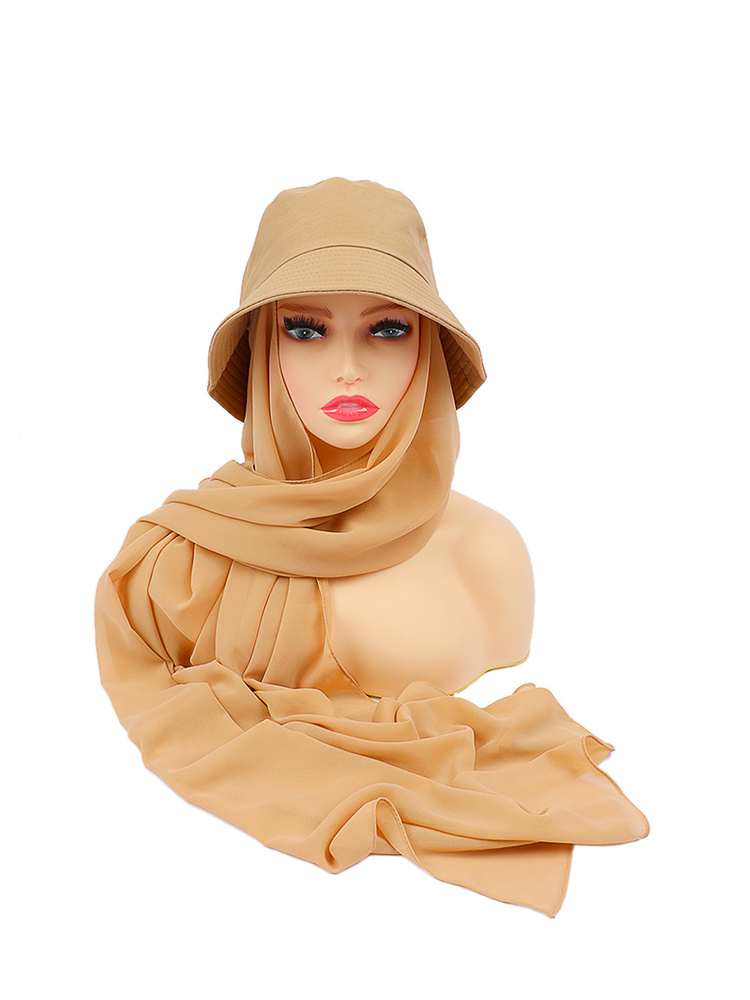 Chapeau avec Hijab en Mousseline de Soie pour Femme Musulmane, Casquette de dehors d'Été, Prêt à vitation, Hijab Instantané, Écharpe de Sauna Islamique, Nouvelle Collection, E27