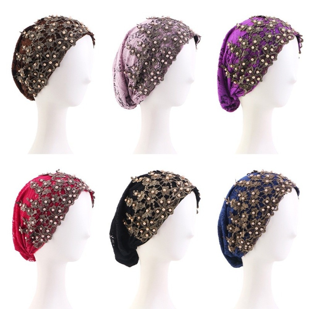Turban élégant scintillant brodé et perlé, confortable et respirant, bonnet chimio, foulard africain pour femme