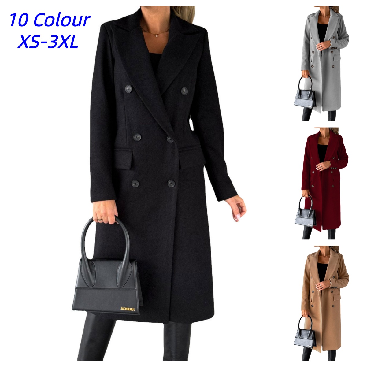 Manteau en Laine Décontracté pour Femme, Manches Longues, Style Urbain Rétro, Vestes Tendance, Col Rabattu Boutonné, Nouveaux Manteaux d'Hiver Classiques 2026