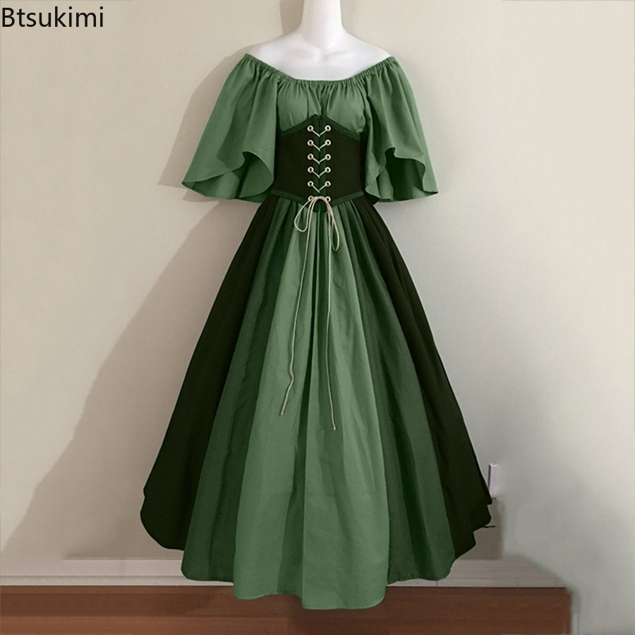 Robe chemise corset pour femmes, costume de fée elfe de la Renaissance, robe médiévale d'Halloween, manches bouffantes, pour adulte, taille 5XL