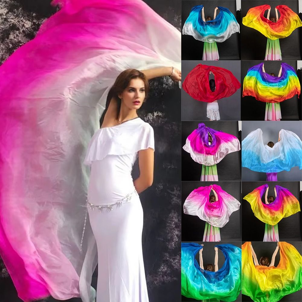 Accessoires de costumes : Voiles de danse du ventre dégradés 250cmx120cm, châles légers pour performance