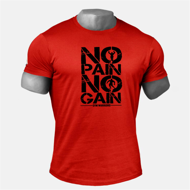 T-shirt à manches courtes en coton pour homme, vêtements de musculation, fitness, entraînement, pas de douleur, pas de revenu