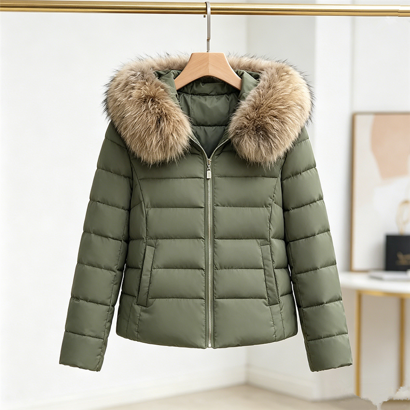 Manteau d'hiver pour femme, parka en duvet et coton, mode automne-hiver, parka à capuche courte, épaisse et chaude, veste décontractée ample pour femme