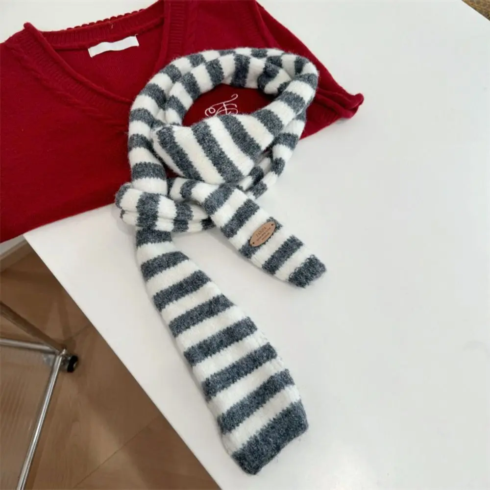 Foulard Long en coton à rayures noires et grises pour femmes, foulard décoratif Slim, chaud, tricoté, mode Streetwear