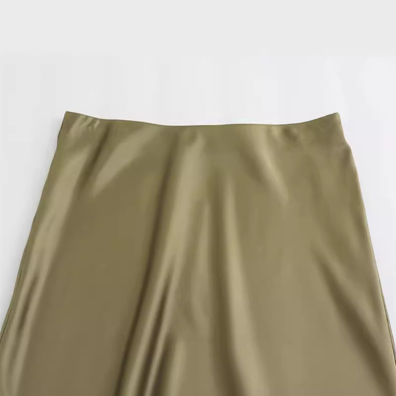 Jupe longue élégante en satin soyeux pour femme, collection Printemps-Été 2026, taille élastique unie, 20 couleurs