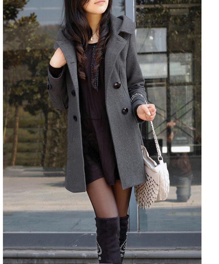 Manteau en laine mi-long chaud pour femme, veste en coton à manches longues avec capuche, vêtements d'extérieur à Double boutonnage, mode hiver