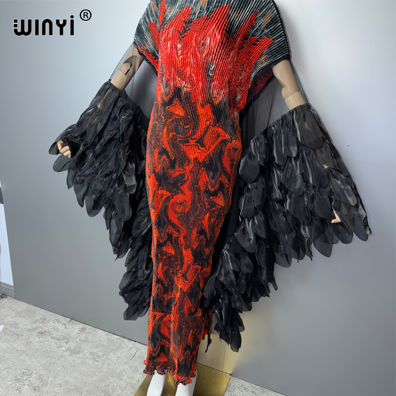 Robe plissée élastique WINYI, robe de plage, kaftan, abaya, robe de soirée de luxe Dubaï, robe de soirée rétro, abaya pour femme musulmane