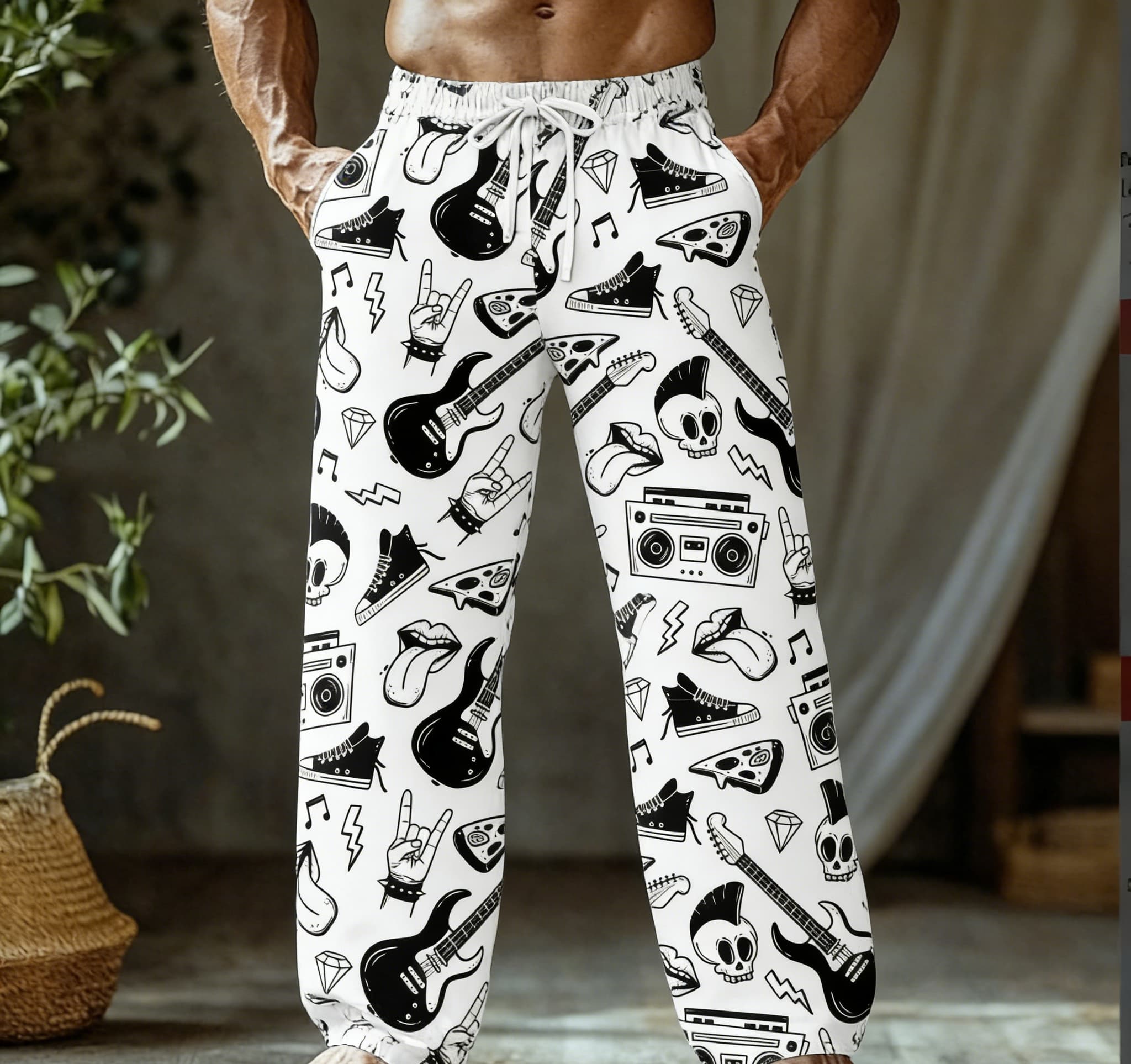 Pantalon de plage hawaïen pour homme, fin, à séchage rapide, coupe ample, décontracté, imprimé rétro avec motif de tampon de passeport