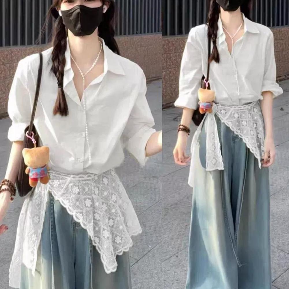 Mini-écharpe élégante en dentelle ajourée pour femme, col décoratif, cache-épaules polyvalent pour chemises et robes