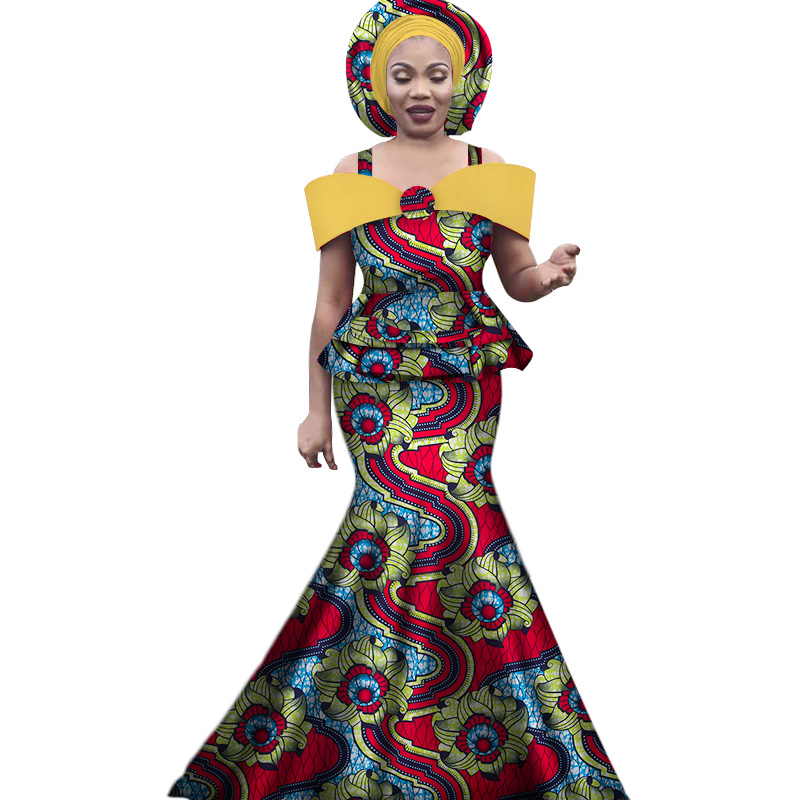Tenues africaines avec cravate de sauna pour femmes, ensemble de jupes longues et en Y à bretelles imprimées Dashiki Bazin, vêtements africains WY3113