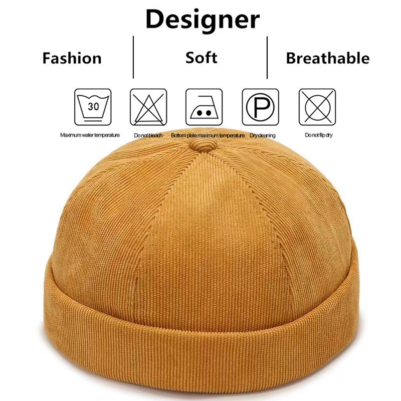 Mowen's bonnet en velours côtelé Version coréenne chapeau de rue bonnet Melon peau casquettes mode polyvalent réglable Guppi Hip Hop chapeau