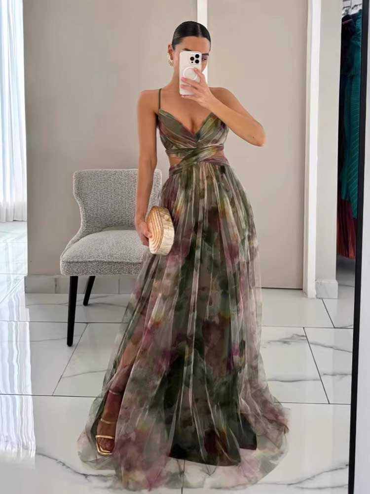 Robes Bohème Chic pour Soirée, Robes d'Été Taille Haute pour Femmes, Robe Longue Sexy en Maille Dos Nu à Bretelles Fines pour Anniversaire, Effet Amincissant