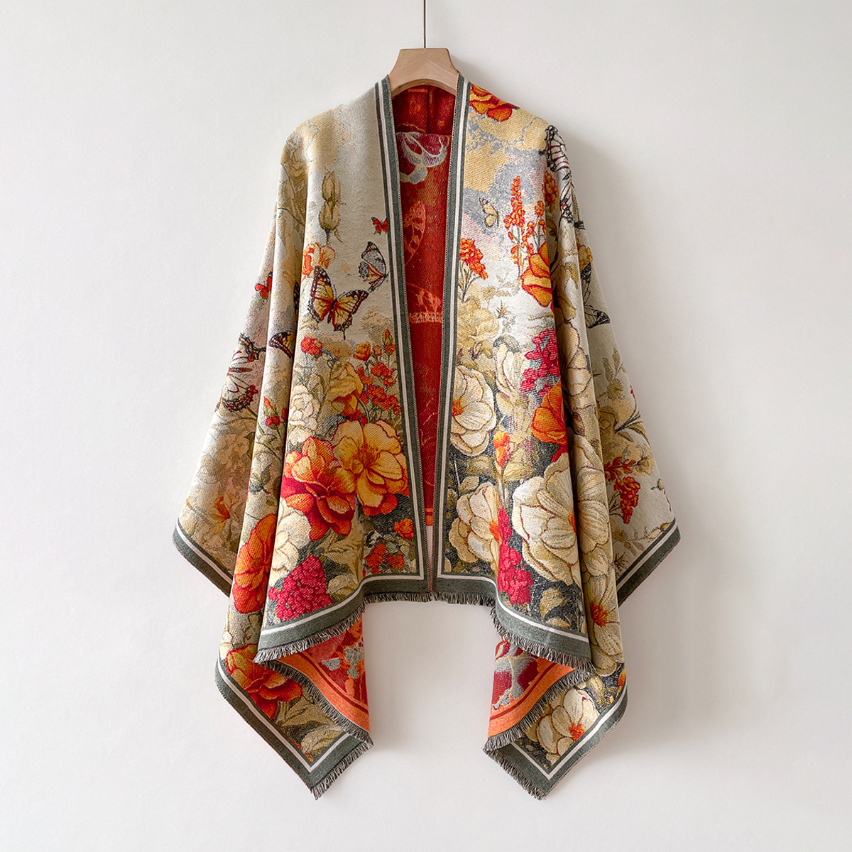 Poncho chaud de luxe en cachemire pour femme, écharpe d'hiver en Jacquard à fleurs, châle enveloppant, couverture Pashmina épaisse, Bufanda de voyage