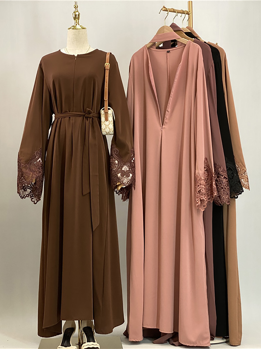 Ramadan dentelle Abaya dubaï luxe femmes musulmanes Maxi Robe Kebaya Caftan Marocain Femme Robe modeste Islam vêtements caftan Robe