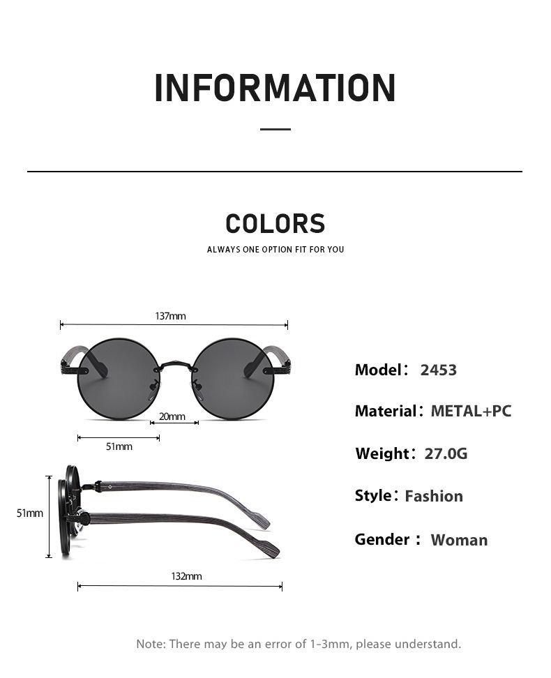 Lunettes de soleil rondes vintage pour hommes et femmes, mode classique, verres dégradés, lunettes de soleil tendance, marque de luxe, lunettes de créateur