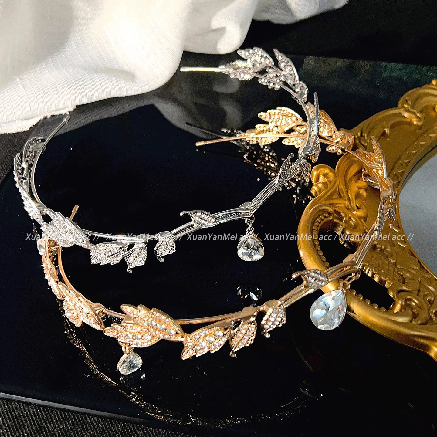 Bandeaux en cristal de luxe pour femmes feuilles de mariage bandeau fille strass bandeaux princesse fête bandeau de cheveux mariée chapeaux