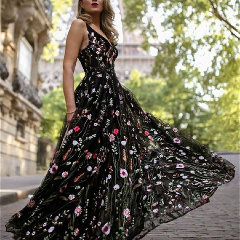 Robe longue de soirée à imprimé floral pour femmes, robes élégantes Boho, sexy, dos nu en fibre, V profond