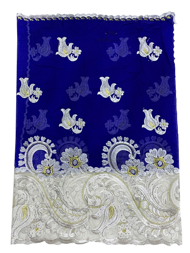 Nouveau foulard africain pour femmes, broderie en coton, avec empiècements en filet, hijab pour femmes, grande taille, foulard en pashmina EC921