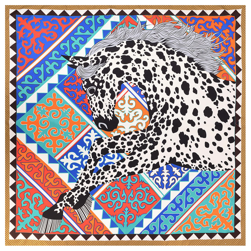 POBING-Foulard de Marque de Luxe pour Femme, Imprimé Léopard Géométrique, Nairobi Orn, Carré, Grand, Sergé, InjSpring