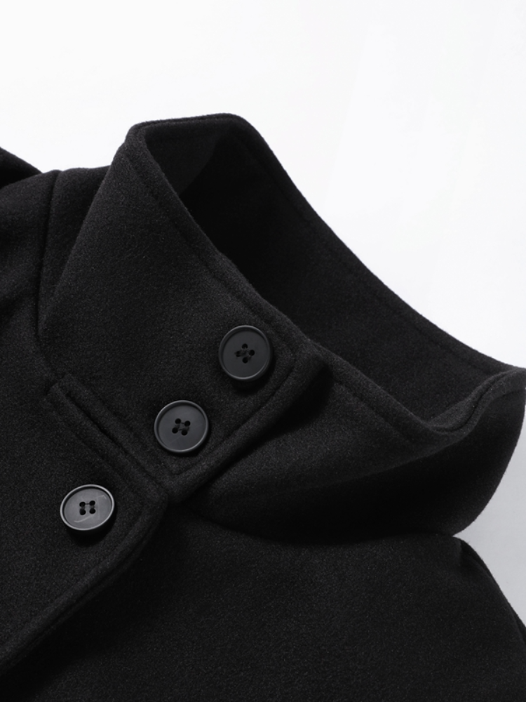 Veste en laine à col montant pour femme, manteau court, manches longues, simple boutonnage, dame de bureau, rue, hiver, nouvelle mode, 2024