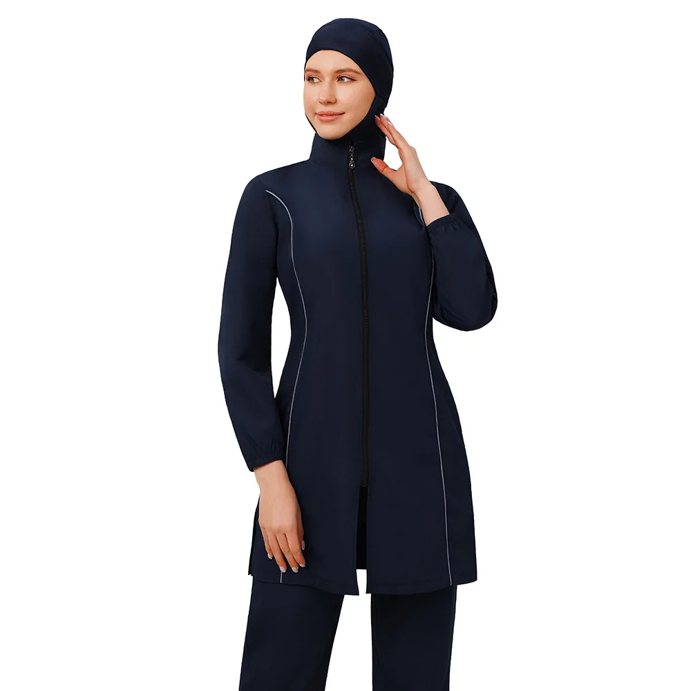 Ensemble de 3 pièces de maillots de bain modestes musulmans pour femmes, Burkini, Abayas, Hijab, manches longues, couvrant entièrement le corps, tenue de bain islamique