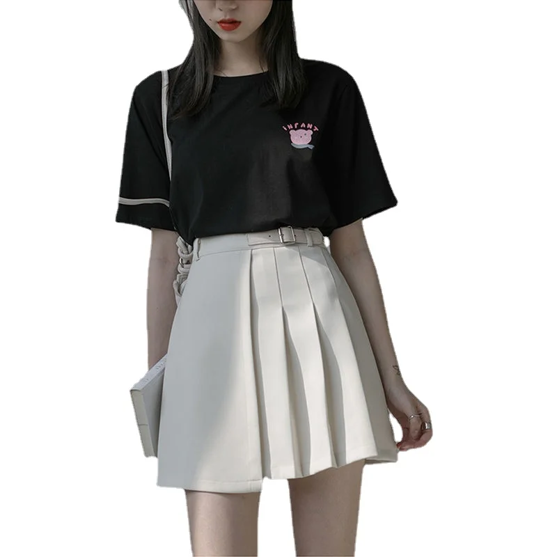 Mini jupe plissée demi-longueur pour femmes, taille haute, ligne a irrégulière, courte, printemps, nouvelle collection