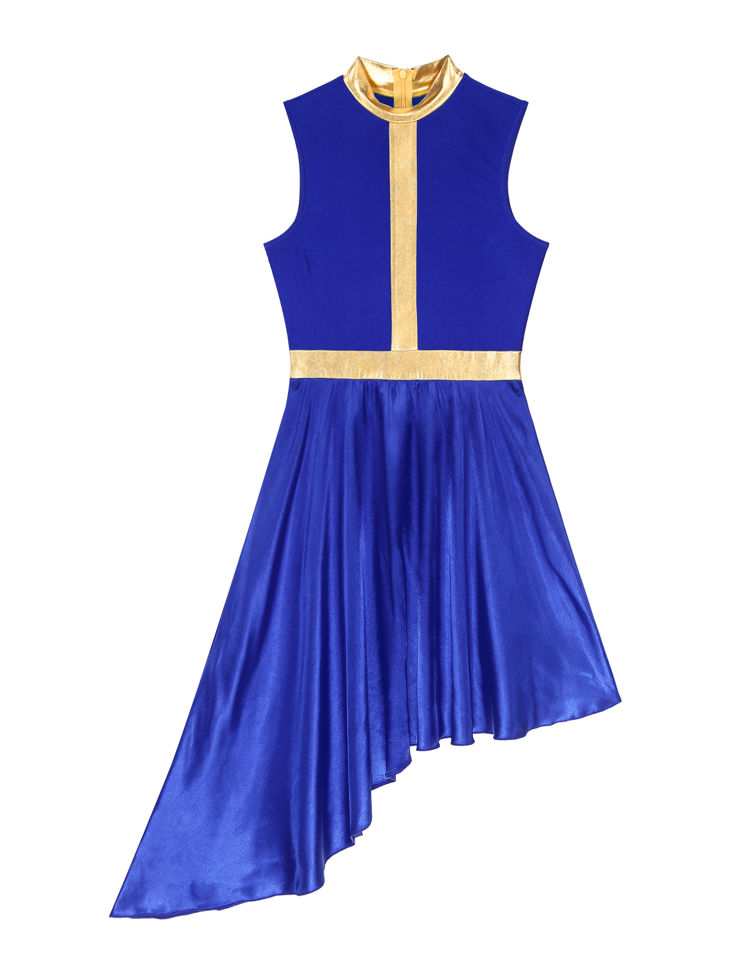 Robe de danse lyrique moderne pour femmes, costume liturgique pour le culte et le chœur d'église, robe sans manches à ourlet asymétrique, tenue de danse de salon