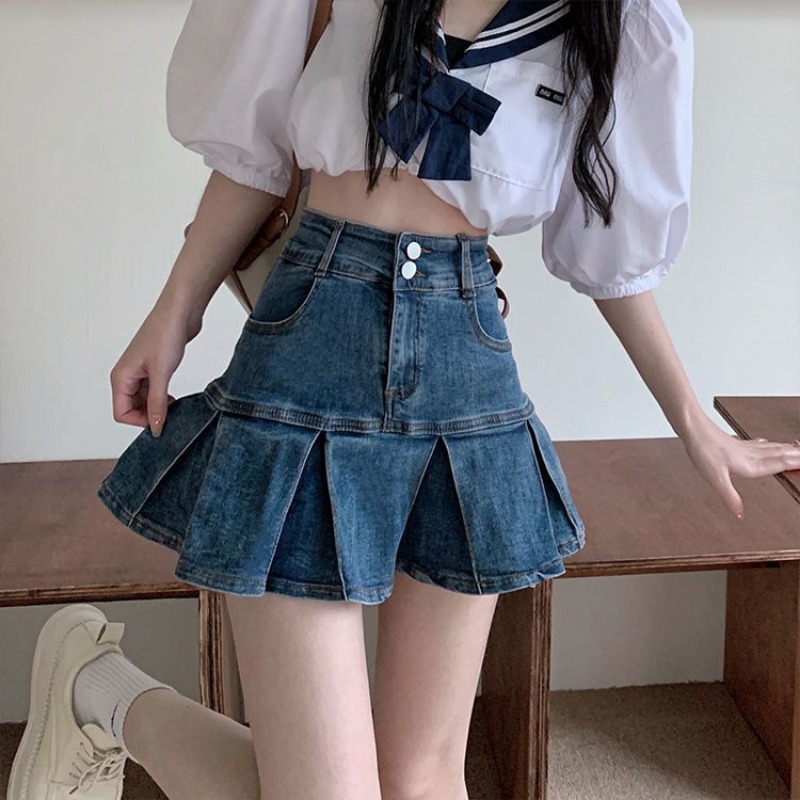 Jupes en jean à volants Gyaru pour femmes, jupe évasée en jean, nouvelle tendance des vêtements, offre esthétique chaude, Vintage, décontractée, 2025 V, Y2k