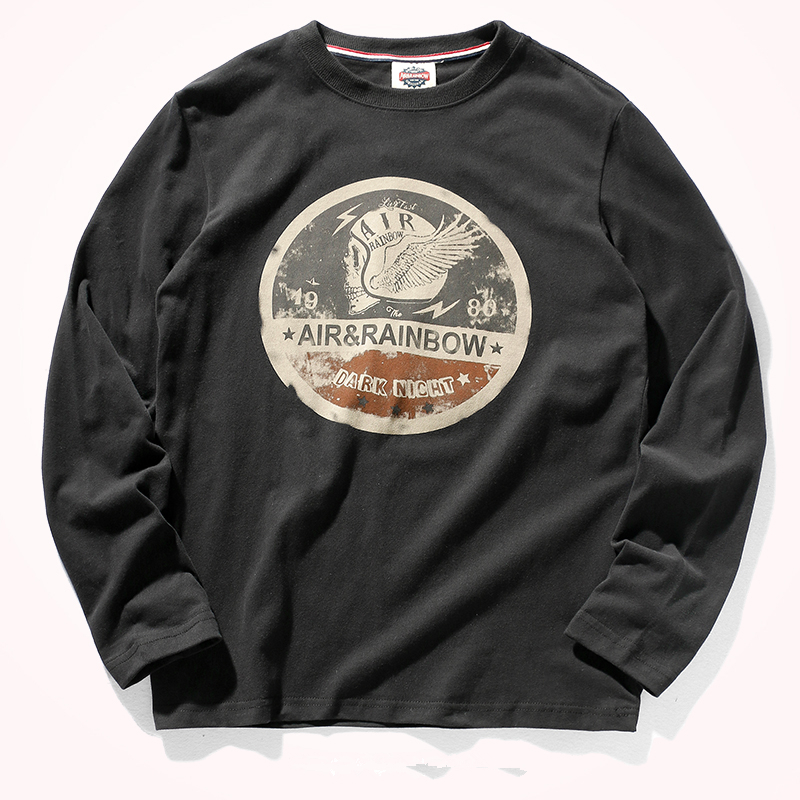 T-shirt à manches longues pour homme, pur coton délavé, DistMurcia, Chimy brossé, printemps et automne