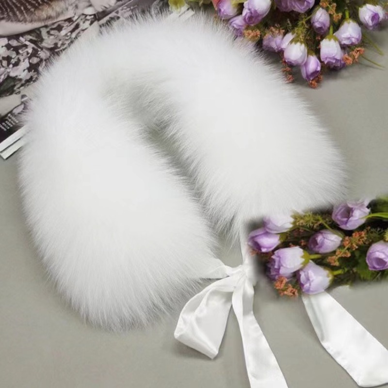 Col de fourrure de raton laveur femmes manteau d'hiver capuche décor col de fourrure de fourrure mode manteau chaud châle naturel fourrure de raton laveur écharpe cou plus chaud