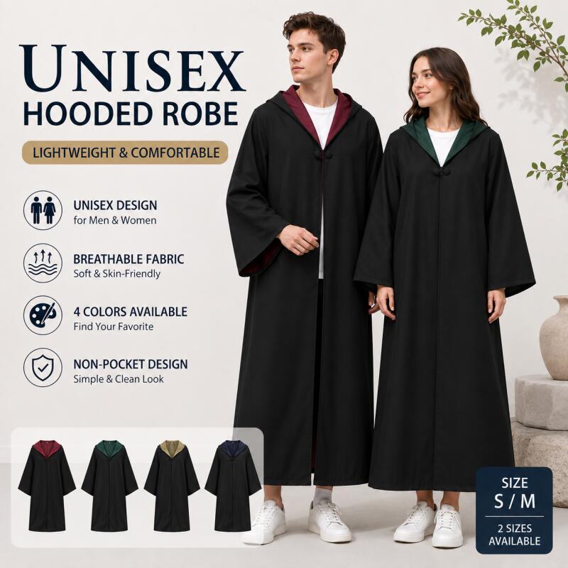 Robe de sorcier à capuche unisexe, costume de cosplay d'Halloween, longue cape avec doublure multicolore pour adultes, tenues de fête de carnaval
