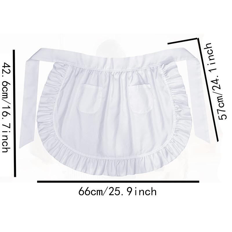 Tablier de cuisine court pour femme, style Lolita, sexy, en dentelle, noir et blanc, à bretelles, motif floral, pour café, maison et travail
