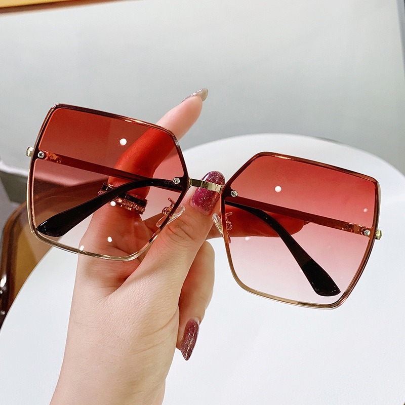 Lunettes de soleil à grande monture en métal pour femmes, lunettes de soleil, lunettes de soleil, Ins Hot