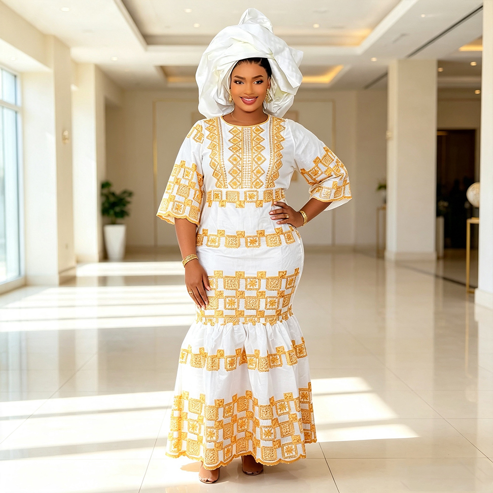 Robes longues de soirée africaines grande taille pour femmes, nouvelle collection 2026, robe de luxe en bazin brodée, élégante robe de soirée de mariage musulmane