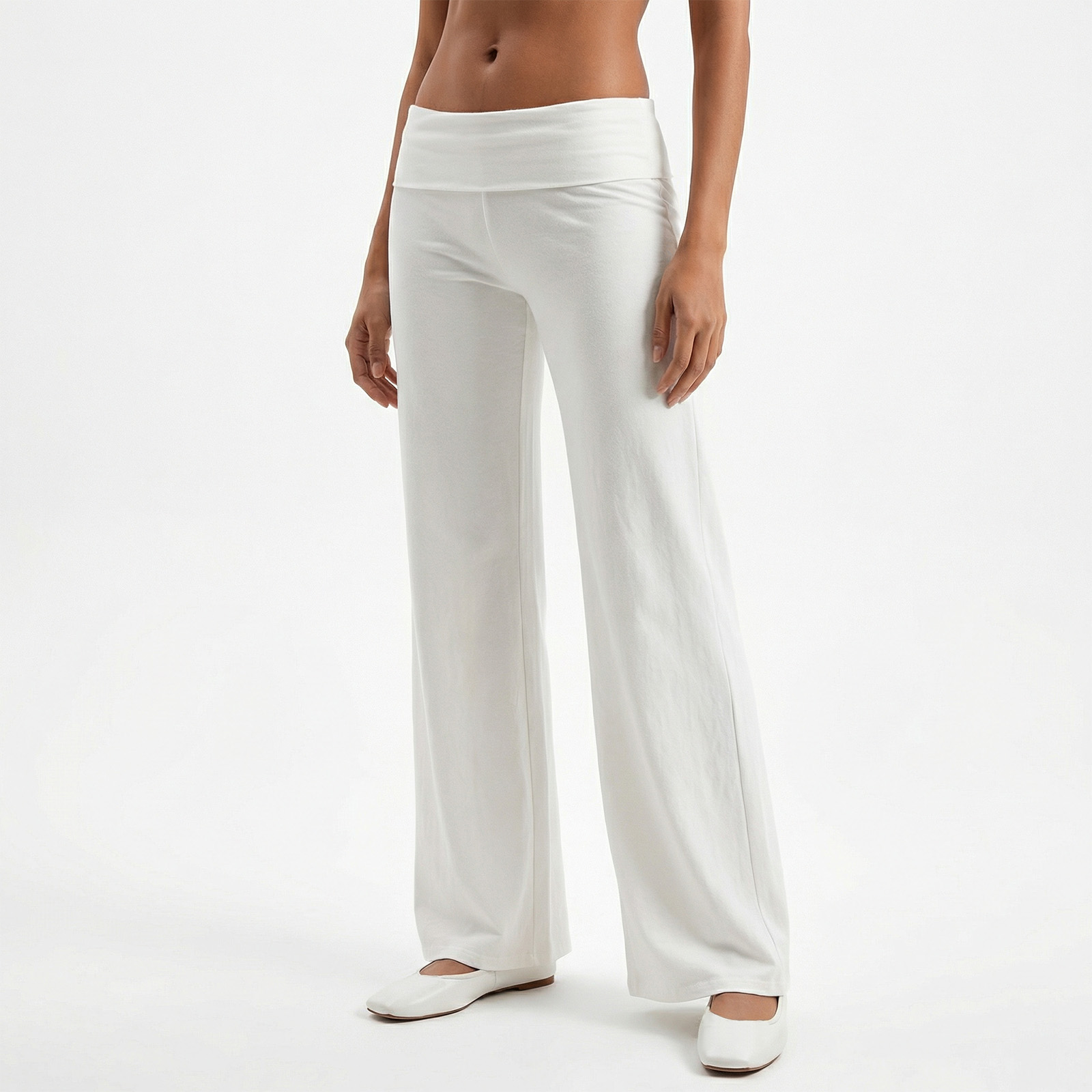 Pantalon Long Décontracté pour Femme, Vêtement à Taille Pliable, Jambes Larges, Couleur Unie, Baggy, Droit, Fjt, Printemps Automne