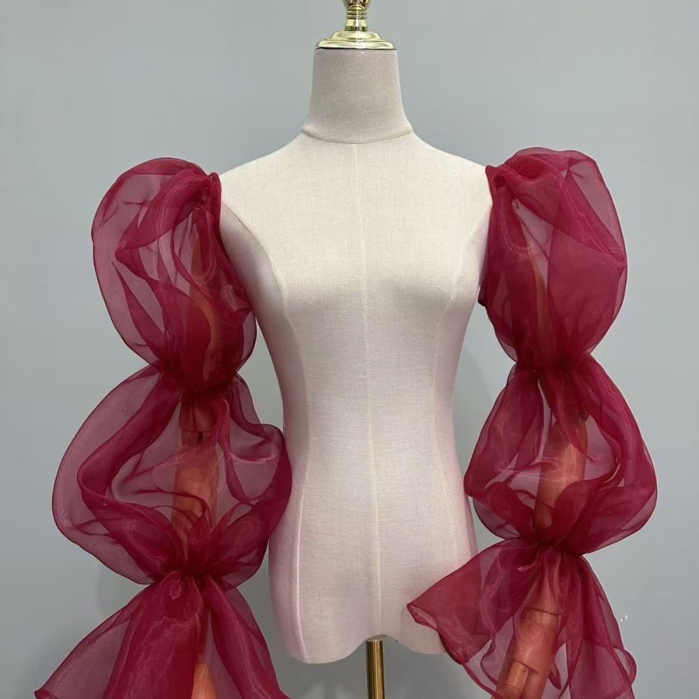 Manches de mariée élégantes et tendance, style féerique, avec nœud, à volants, détachables, pour robe de soirée