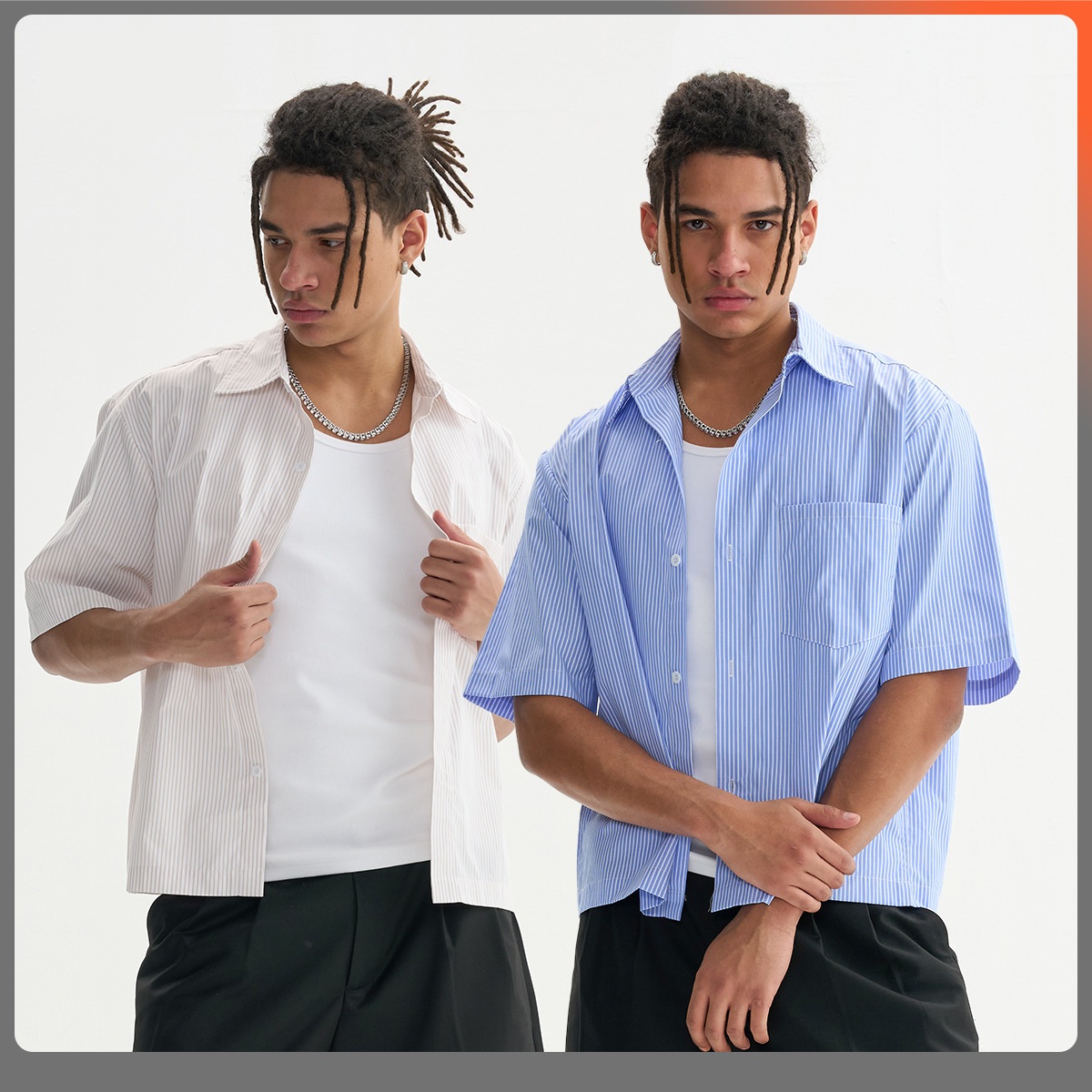 Chemises formelles surdimensionnées d'été pour hommes, robe courte boutonnée, manches courtes, Logo personnalisé rayé, vêtements de travail de bureau, haut
