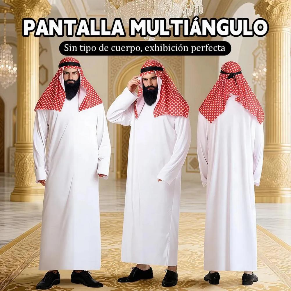 Vêtements de scène pour hommes adultes, Prince arabe blanc, robe de scène de spectacle arabe, foulard rouge, Style dubaï, coût de fête du commerce occidental