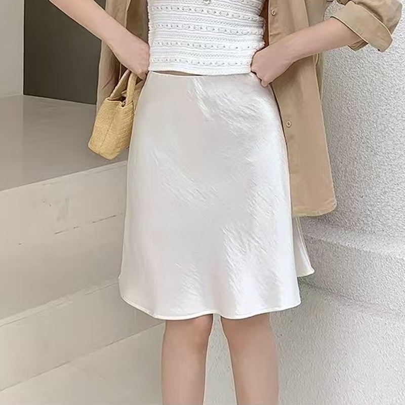 Jupe mini trapèze en satin pour femme, taille haute, décontractée, moulante, style Y2K, coupe ajustée, streetwear, noire, Harajuku, été