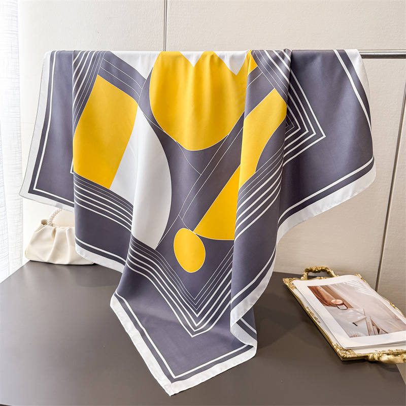 Foulard carré en coton fin 90x90cm pour femme, écharpe en soie, bandana de luxe, châle de plage, imprimé floral, hijab, cache-cou