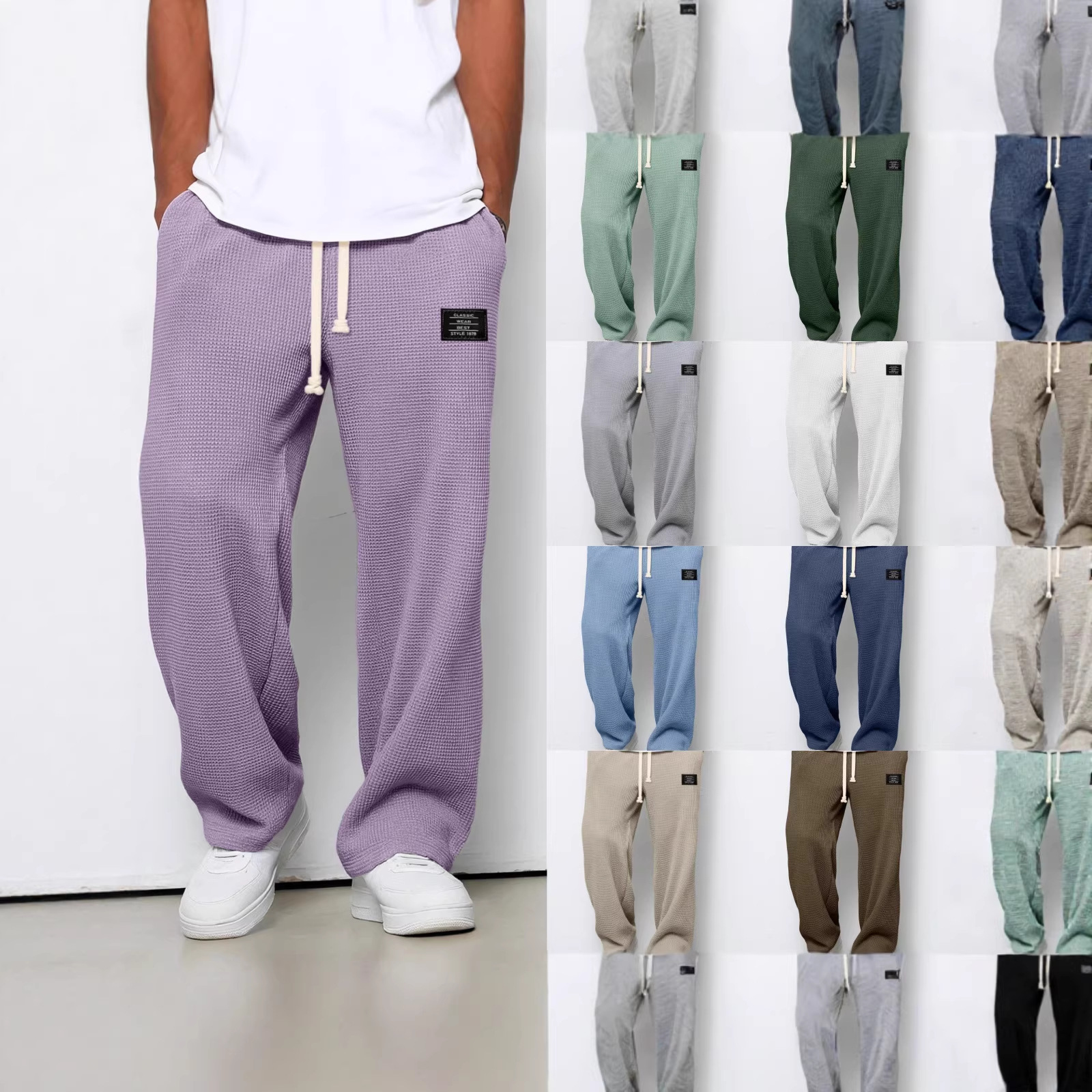 Pantalon de survêtement décontracté pour homme 2026, coupe droite, jambe large, taille élastique, collection printemps/automne, vêtements de sport pour homme