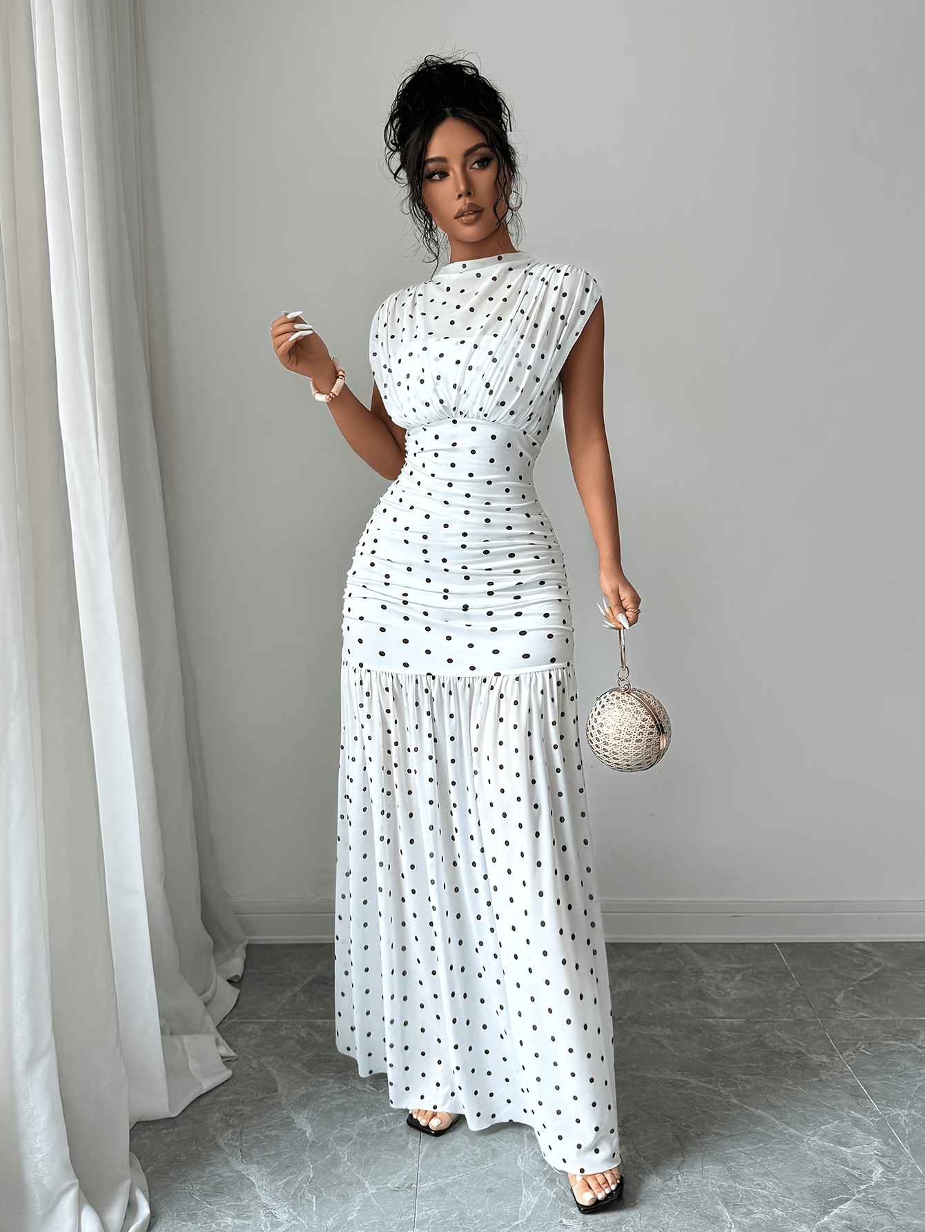 Robes d'été pour femmes, nouvelle collection, sans manches, col bateau, robe élégante et ajustée à pois, Vestidos De Verano Mujer