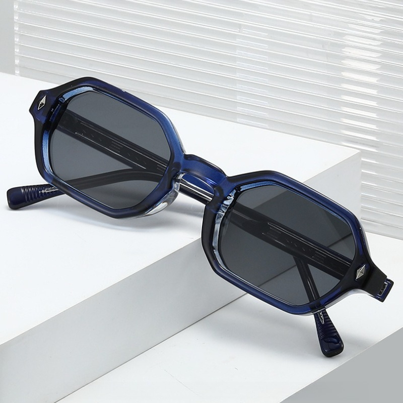 Lunettes de soleil transparentes carrées vintage punk simples pour hommes et femmes, idéales pour la pêche et la conduite, monture polygonale en cuivre, protection UV400