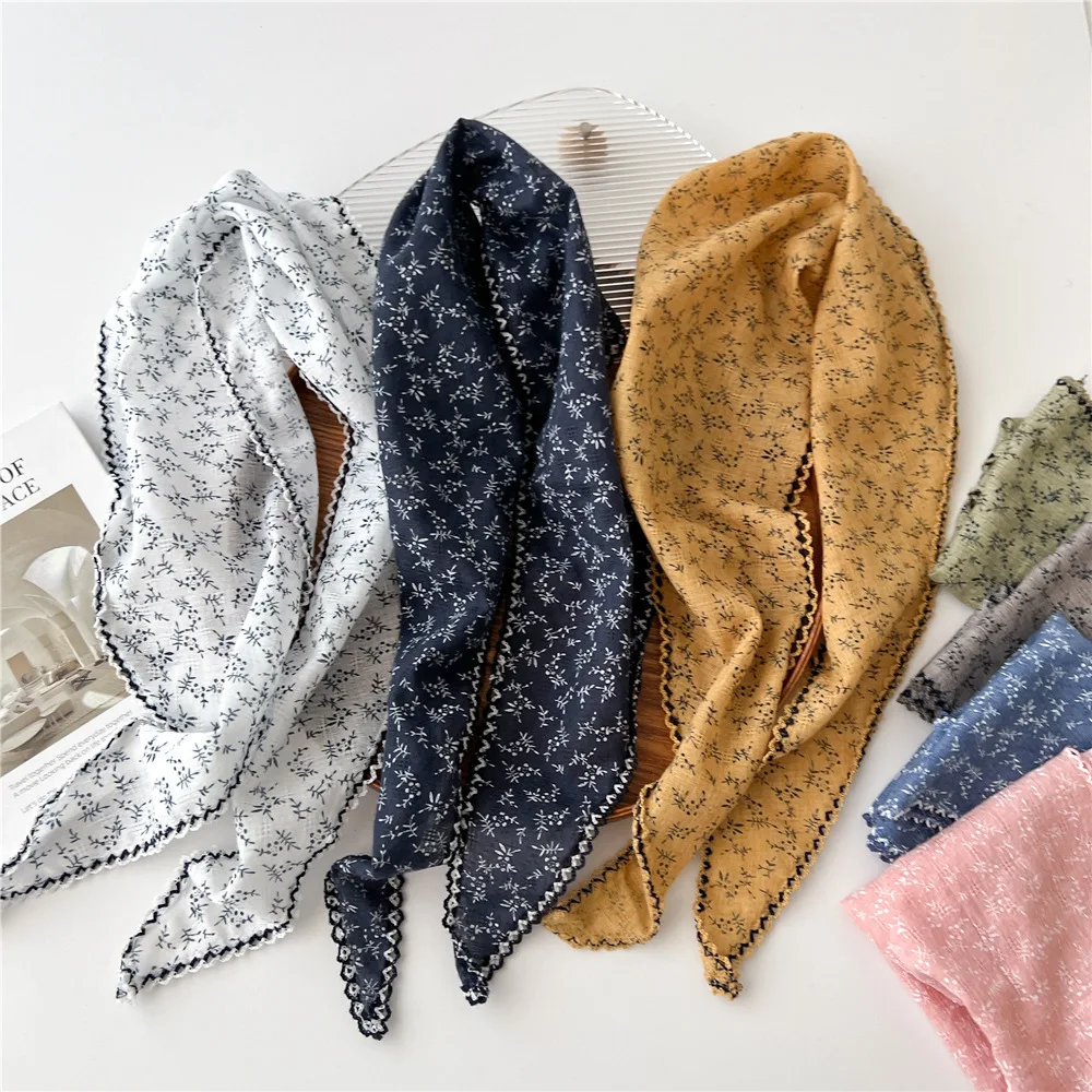 Foulards floraux simples Triangle foulard été extérieur tête cou soleil écharpe de protection pour femme