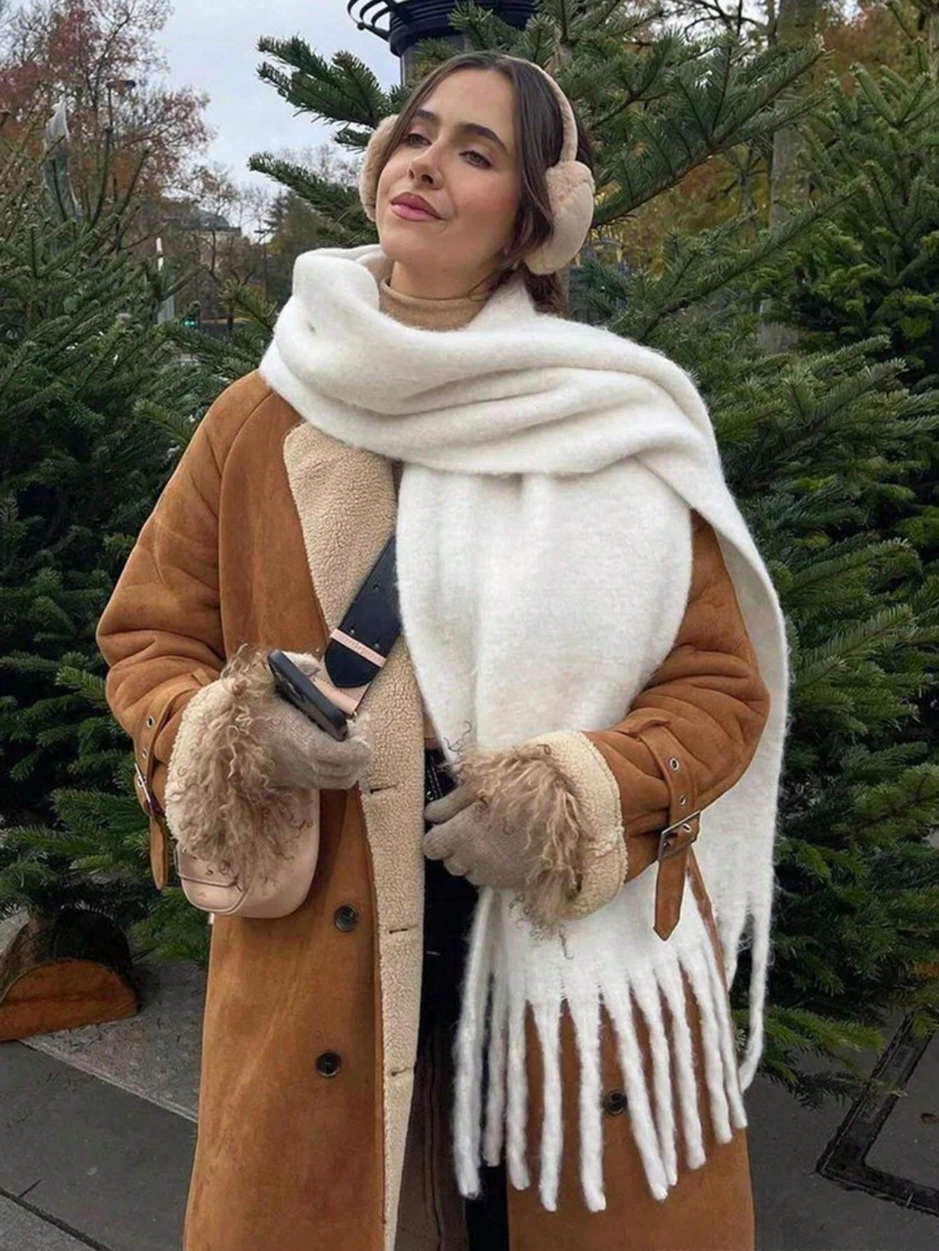 Écharpe d'hiver femmes de luxe automne hiver écharpe en cachemire épaissi chaud châle classique glands moelleux écharpe couleur unie doux châle