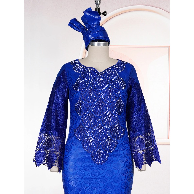 Robes longues de soirée africaines grande taille pour femmes 2026 – Nouvelle collection de robes de luxe brodées Bazin, tenues élégantes pour mariages musulmans et soirées