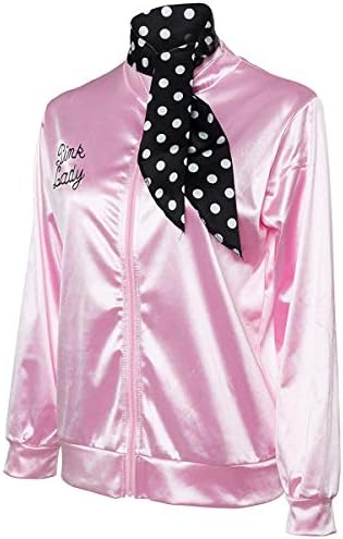 Veste en satin rose pour femmes, style années 1950, avec foulards, costume de cosplay d'Halloween, robe de soirée, manteau moderne style années 50